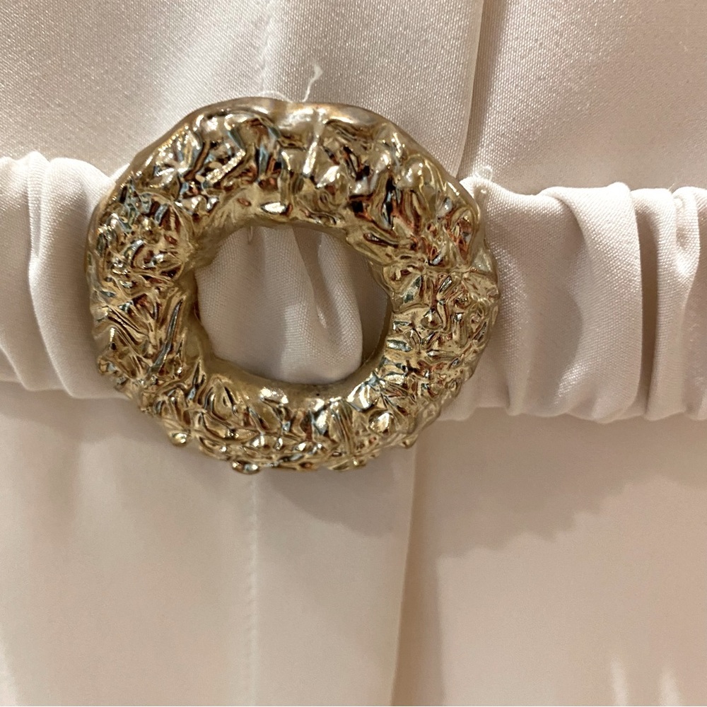 Zara NWT Cream Sleeveless Faux button Midi Dress attached Gold belt size Large - Picture 6 of 12